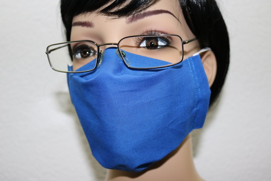 Behelfsmaske Behelfsmundschutz Stoffmaske Gesichtsmaske (für Brillenträger) "Blau"
